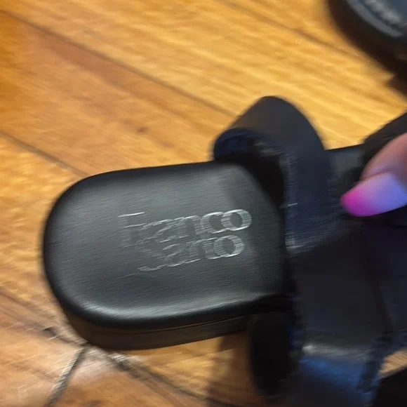 Franco Sarto Black Leather Sandals - Picture 2 of 5